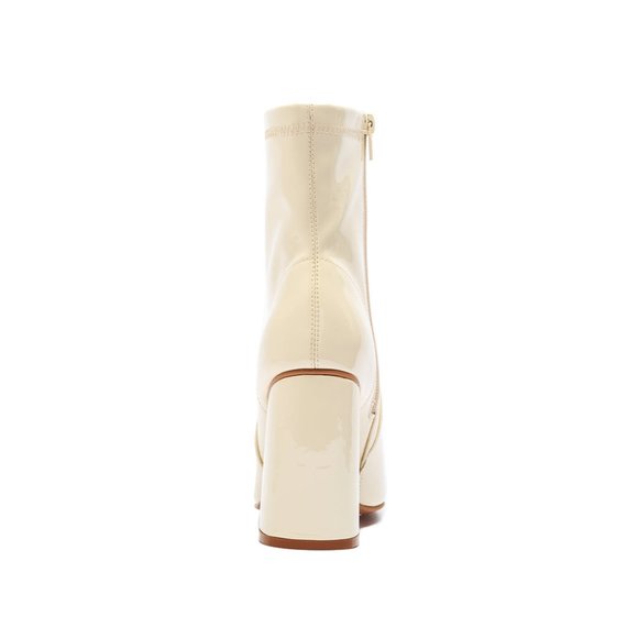 ⚡FINAL PRICE! Cream Vegan Patent Leather Ankle Boots - Picture 8 of 10